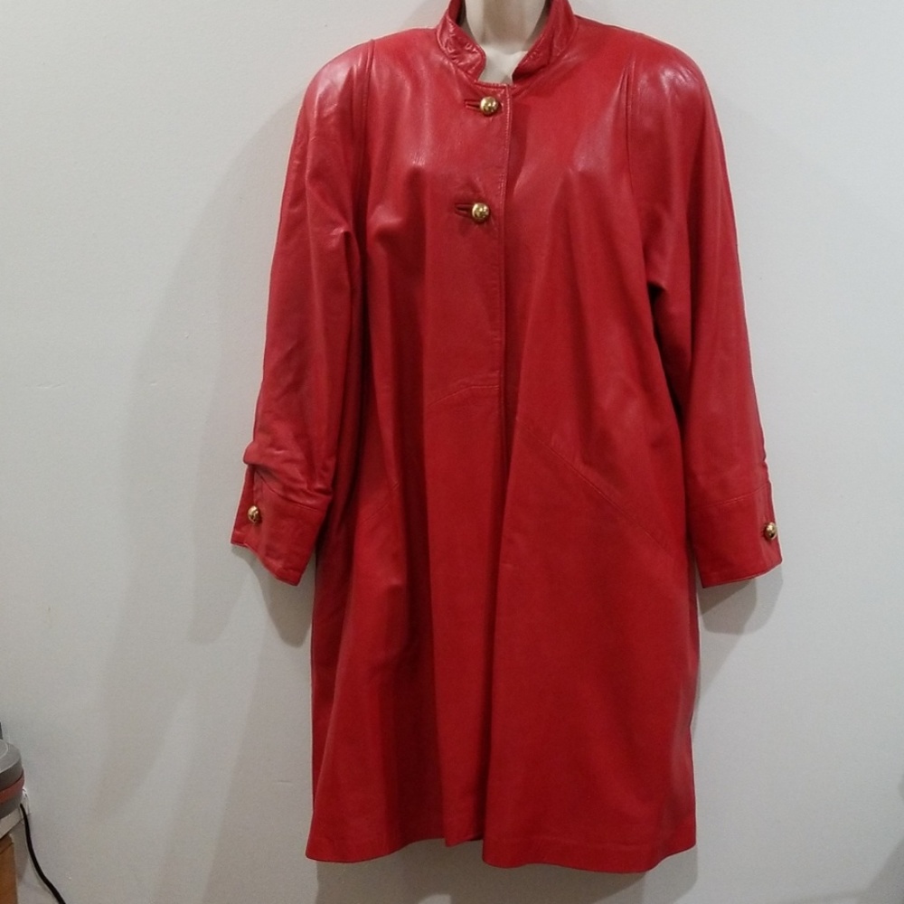 Georgetown leather design women's red leather coat